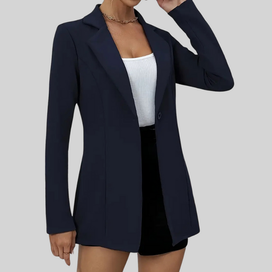 Blazer à Revers Style Décontracté Femme