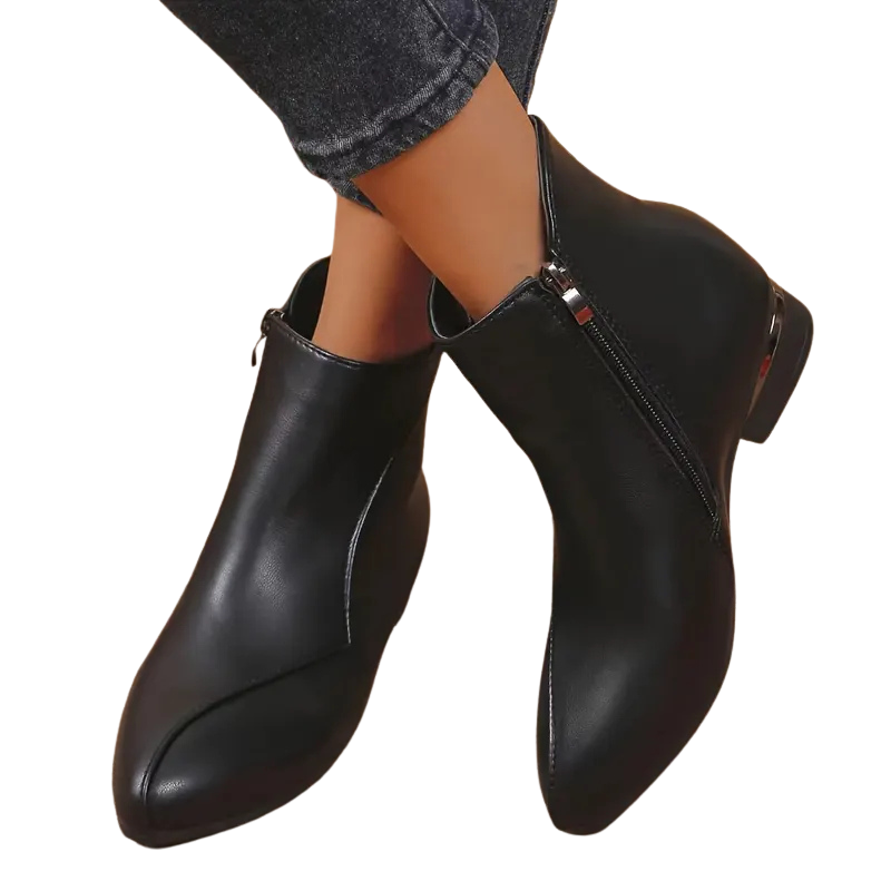 Bottes Élégantes à Fermeture Latérale Talons Épais Chaussures Femme