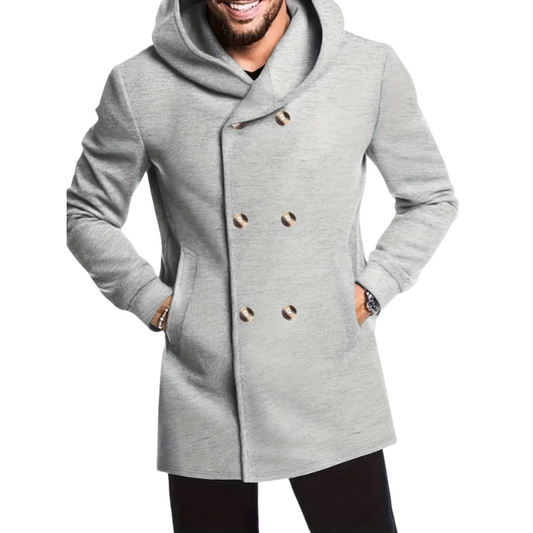 Manteau Trench à Capuche Homme - Veste Casual en Mélange Coton